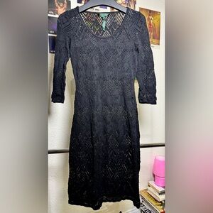 Vintage Ralph Lauren Black Crochet Midi Dress